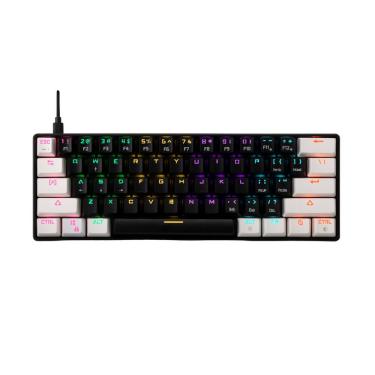 Imagem de Teclado Mecânico Gamer Gamdias Aura GK2 BW Switch Brown Preto e Branco ABNT2