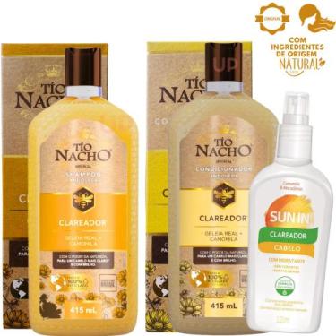 Imagem de Kit Tio Nacho Clareador Cabelo Shampoo 415 Condicionador 415 + Sun In