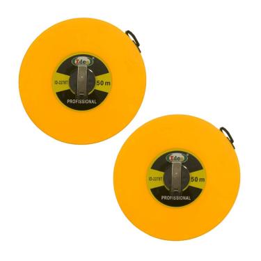 Imagem de Kit 2 Trena Fita Métrica 50 Metros Fibra Vidro Profissional