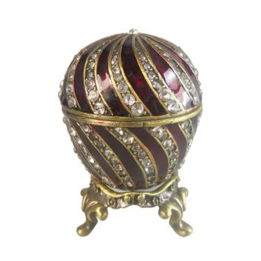 Imagem de Porta Joia Oval Vermelho com Dourado com Cristal - 6x5cm - 35683