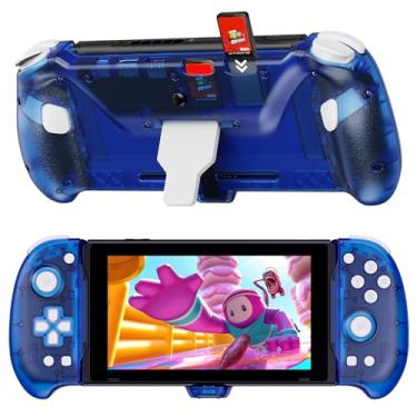 Imagem de NexiGo Hall Effect Gripcon com suporte e saída HDMI para encaixe de TV, joystick com sensor de entrada para switch/switch OLED, modo portátil, porta HDMI e USB 3.0 compatível com 4K/1080P, azul