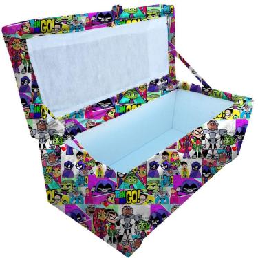 Imagem de Bau puff 80 organizador porta treco brinquedos sapatos infantil multiusoOs Jovens Titãs