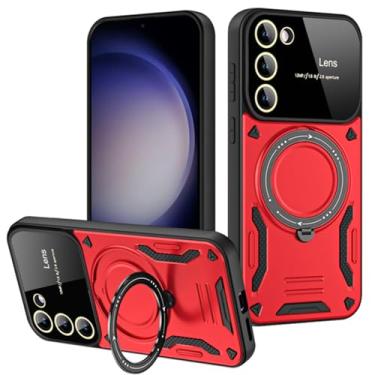 Imagem de Capa magnética rotativa com suporte para Samsung Galaxy S24 S23 Ultra Plus A54 A53 A52 A34 A14 S21 S20 FE Armor Lens Case, vermelha, para Galaxy A33 5G