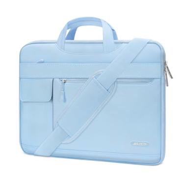 Imagem de Bolsa de ombro para laptop MOSISO compatível com MacBook Pro de 13 a 13,3 polegadas, MacBook Air, Notebook e pasta de poliéster Flapover, azul arejado