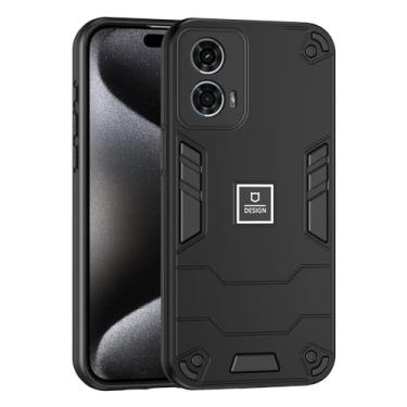 Imagem de Compatível com Motorola Moto G24 Power Case de grau militar à prova de quedas capa protetora de corpo inteiro TPU borracha e PC rígido capa de telefone capa fosca texturizada (cor: preto)