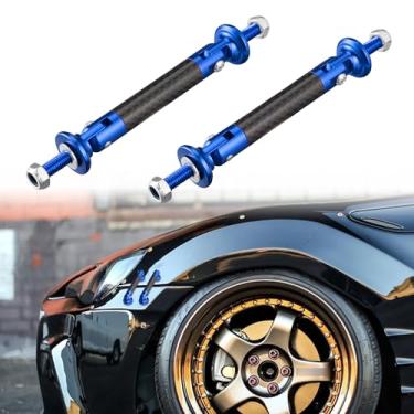 Imagem de TOMALL 2 peças 45 mm carro ajustável dianteiro/traseiro para-choque lábio divisor suporte suporte haste fibra de carbono azul universal auto prendedores alavanca de para-choque (fibra de carbono azul)