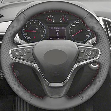Imagem de DYBANP Capa de volante, para Chevrolet Malibu XL 2016-2019 / Equinox 2017, capa de volante de couro preto DIY