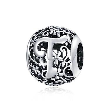 Imagem de Pulseira de prata esterlina 925 A-Z com letra inicial berloques do alfabeto para pulseiras Pandora, miçangas, colar faça você mesmo, pingentes de tornozeleira para mulheres e meninas, presentes de