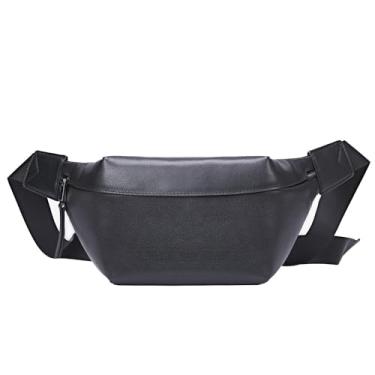 Imagem de Pochete de couro para homens e mulheres, viagens, atividades ao ar livre, caminhadas, acampamento, corrida, quadril, cinto fino para celular, bolsa carteira, nº 11 preto, One Size, Bolsa de cintura