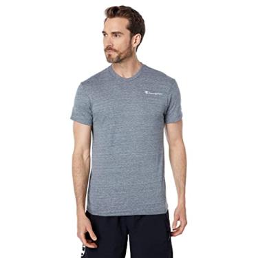 Imagem de Champion Camiseta masculina Powerblend com texto no peito esquerdo, Gun Smoke Pe Heather-586ika, X-Large
