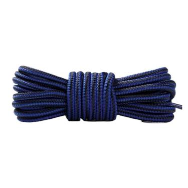 Imagem de 1 Par De Cadarços Redondos Para Botas, Cadarços Listrados De Cor Dupla Para Sapatos Casuais De Alta Gangue, Cadarços De Algodão(Color:Blue black,Size:70cm)