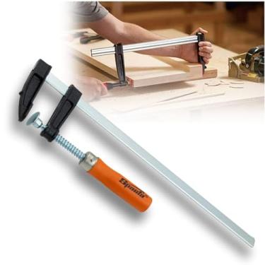 Imagem de Grampo Sargento Tipo F 14pol 35cm 63kg Ajuste Aperto Rápido Descerrar c/Cabo de Madeira P/Carpinteiro Marceneiro Fixação de Peças e Móveis 300x50x350mm