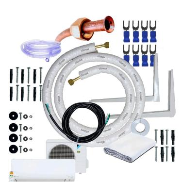 Imagem de Kit Completo Instalação Para Ar Condicionado Daikin Ecoswing 9000 a 12000 Btus 3 Metros Com Suporte 450mm