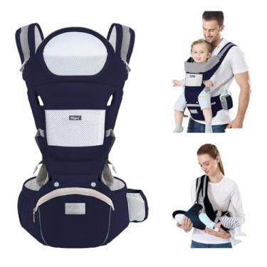 Imagem de Canguru Para Bebe,Alça De Transporte Multifuncional 6 e 1,Canguru Ergonomico Para Bebe,Adequado Para 0-36 Meses (azul escuro)