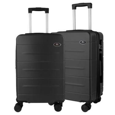 Imagem de Malas de Viagem Kit para Bordo Expansível Fibra rígida com Rodas duplas de engate removíveis que giram 360º e cadeado embutido (Grafite)
