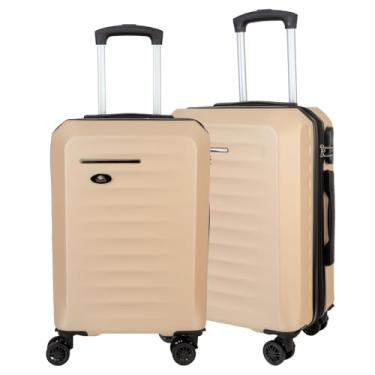 Imagem de Malas de Viagem Kit de Bordo Expansível Fibra rígida ABS com Rodas duplas de engate removíveis que giram 360º e cadeado acoplado (Dourado)