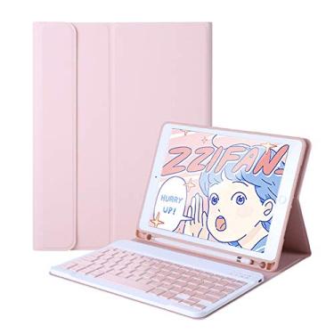 Imagem de QYiiD Capa com teclado para iPad 9.7 2018 (6ª geração)/9.7 2017 (5ª geração)/iPad Pro 9.7/iPad Air 2/iPad Air 1, iPad Air 2, capa protetora fina com suporte para Apple Pencil e teclado removível sem