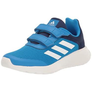 Imagem de adidas Tênis infantil unissex Tensor Run 2.0 Snap, Blue Rush/branco giz/azul escuro (velcro), 16