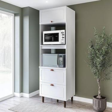 Imagem de Torre Quente 1 Porta 2 Gavetas 2 Nichos para Forno Pérola Yescasa Branco