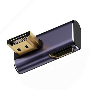 Imagem de cablecc HDMI macho para HDMI 2.1 fêmea perfil baixo vertical 90 graus ângulo esquerdo para baixo adaptador de extensão UHD suporta HDTV 8K 60hz