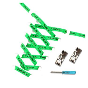 Imagem de Cadarços Elásticos De Fivela De Metal Para Tênis Sem Cadarço Para Crianças E Adultos, Cadarços Rápidos E Preguiçosos Para Pessoas, Acessórios Para Sapatos(Green)
