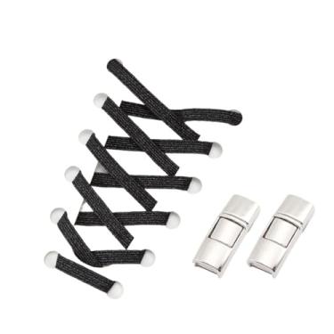 Imagem de Elastic Shoelaces Sneakers Fashion Mix And Match Colors Quick Shoelaces Suitable For All Shoes(Flash black)