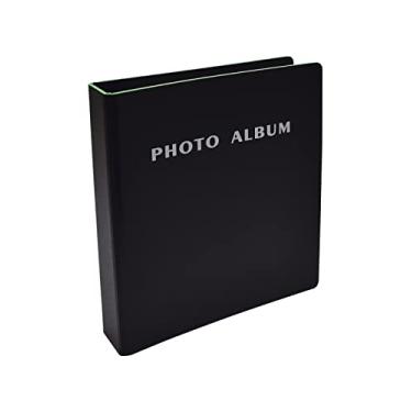 Imagem de Álbum de fotos para fotos de 10 x 15 cm, mini fichário de capa dura com 2 anéis, comporta 36 fotos de 10 x 15 cm com mangas transparentes e pesadas, da Better Office Products (preto)