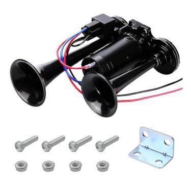Imagem de Buzina de ar de carro de 12 V, kit de buzina de ar de trompete duplo super alto 600db, kit de buzinas elétricas duplas com compressor para veículos, caminhões, motocicletas, acessórios universais para