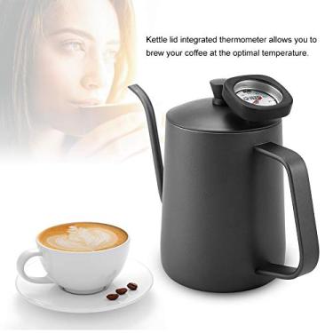 Imagem de Chaleira de café de Aço Inoxidável de 600ml Com Bico de Pescoço de Ganso e Chaleira de chá G para Prec, Perfeita para Servir sobre o café (Preto)