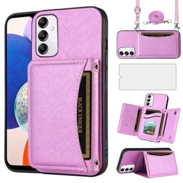 Imagem de Asuwish Capa de telefone para Samsung Galaxy A14/M14 5G capa carteira com protetor de tela de vidro temperado e suporte para cartão, slot de couro PU, acessórios para celular de crédito A 14 4G 14 A