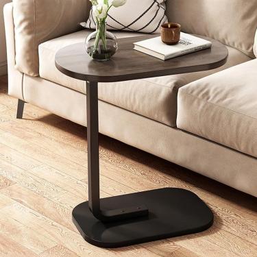 Imagem de Mesa lateral em forma de C, mesa final moderna para sofá, mesa de lanche de sofá com base de estrutura de metal para quarto, sala de estar, espaço pequeno, A, 45x30x60cm(18x12x24inch)