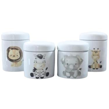 Imagem de Antilope Decor Porcelanas, Kit higiene bebê Safari 4 potes - Tudo Porcelana