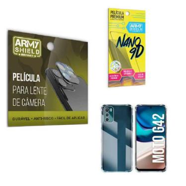 Imagem de Película de Camêra Moto G42 Com Película de Cerâmica 9D e Capinha Anti