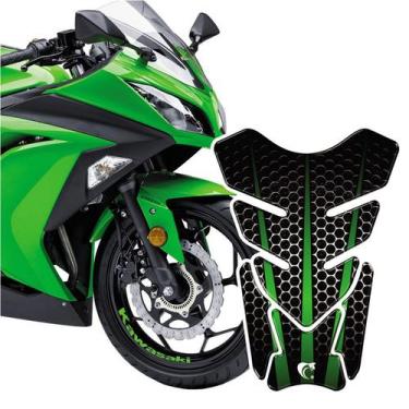 Imagem de Kit protetor tanque moto adesivo roda Kawasaki - Teu Adesivo, Verde
