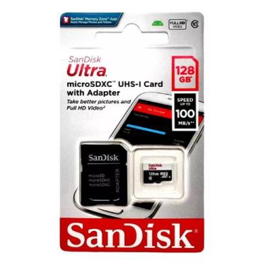 Imagem de Cartão Memória Sandisk Ultra 128GB 100mb/s Classe 10 Microsd SU03