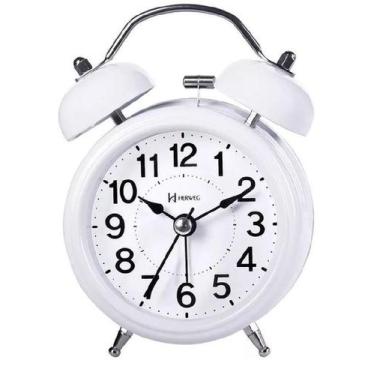Imagem de Despertador Quartz Pilha Retrô Branco Herweg 2707-21