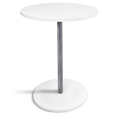 Imagem de Mesa de Canto Lateral Alta Redonda para Sala Albany - Prata Branca - G