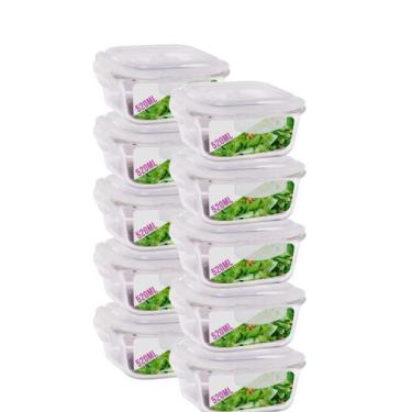 Imagem de Kit 10 Pote Vidro Hermético Marmita Mantimento 4 Travas 520ml - QUALIT