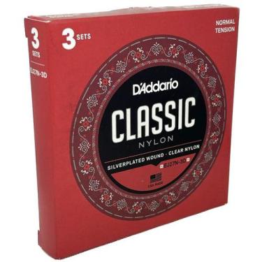 Imagem de Kit 3 Encordoamentos Nylon Violão Tensão Normal EJ27N 3D - D'Addario (