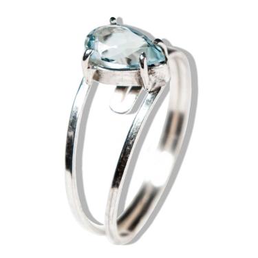 Imagem de Anel Nlux Topázio Azul Gota Facetada Ajustável Prata 950