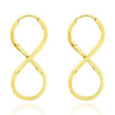 Imagem de Brinco Argola Infinito E Sextavada Ouro 18k 750 - RD Magazine