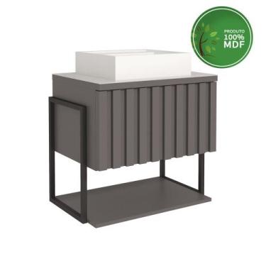 Imagem de Armário De Banheiro 100% MDF 80cm Metalon Com Cuba Havai Mgm Móveis Ti