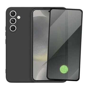 Imagem de Capa Aveludada e Película de Privacidade 3D para Samsung Galaxy S24, Capinha Preta Premium e Película Anti-Espião