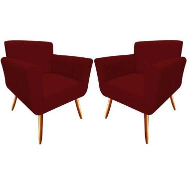 Imagem de Kit 2 Poltronas Decorativa Sabrina Suede Marsala Pés Madeira Ms Decor 