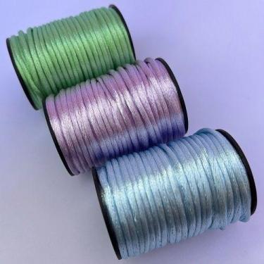 Imagem de Kit 3 Cordão Cetim Seda Rabo Rato Rolo Com 10 Metros 2mm - A loja da B