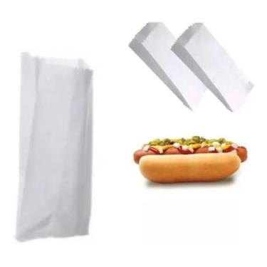 Imagem de 2000un Saco De Papel Branco Mono 15x13 Lanche Hot Dog Mtel - MeTel
