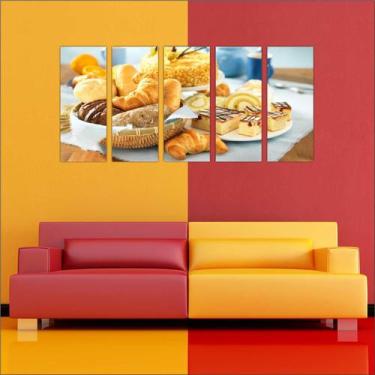 Imagem de Quadro Decorativo Padarias Cafeterias Pães Café Bolos Tortas 5 Peças G