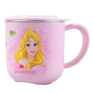 Imagem de Everyday Delights Copo de aço inoxidável ABS durável princesa Aurora Bela Adormecida com tampa, 250 ml