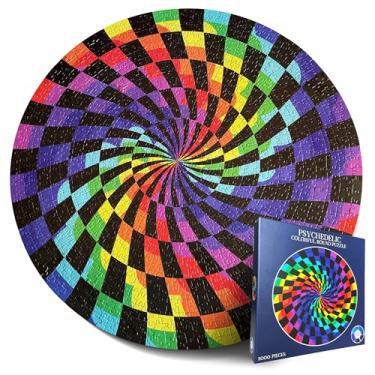 Imagem de Quebra-cabeças 1000 peças para adultos e crianças - Quebra-cabeça rígido para adultos - quebra-cabeças redondos coloridos exclusivos de arco-íris para adultos - quebra-cabeças difíceis quase impossíveis trippy psicodélico da Spyglass Puzzles