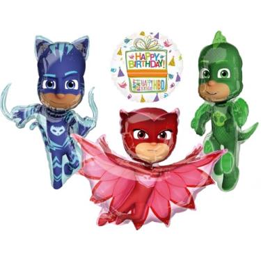 Imagem de Anagram PJ Masks Catboy Gekko and Owlette Birthday Party Supplies Balloon Bouquet Decorations